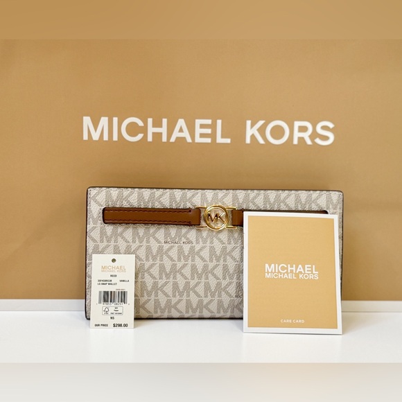 Michael Kors Jet Set Reed Large Bifold Wallet MK Vanilla/Brown - Picture 6 of 11